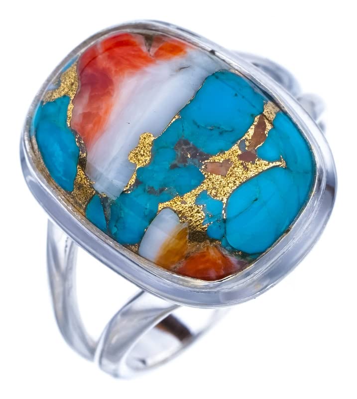 StarGems® Natural Copper Chalcedony Handmade 925 Sterling Silver Ring 7 F1703