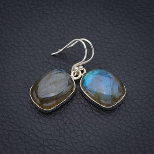 StarGems  Natural Labradorite Handmade 925 Sterling Silver Earrings 1.25" F5773