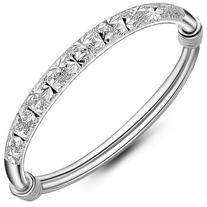 StarGems® Adjustable Stars wide band Handmade 999 Sterling Silver Bangle Bracelet For Women Cb0225