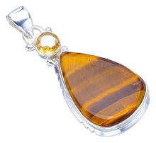 StarGems® Natural Tiger Eye CitrineHandmade 925 Sterling Silver Pendant 1.75" F3900