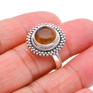 StarGems® Natural Tiger Eye Handmade 925 Sterling Silver Ring 8.5 F1129