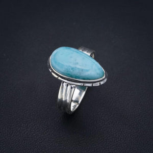 StarGems  Natural Larimar Handmade 925 Sterling Silver Ring 7 F1567