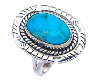 StarGems® Natural Turquoise Pigeon Handmade 925 Sterling Silver Ring 8 F2321