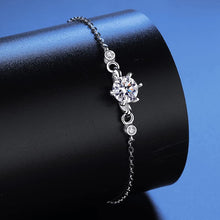 StarGems  1ct Moissanite 925 Silver Platinum Plated Zirconia Adjustable Classical Six Prong Bracelet B4703