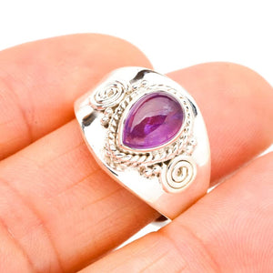 StarGems  Natural Amethyst Opening Handmade 925 Sterling Silver Ring 9.5 E9287