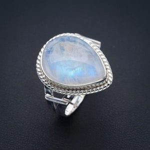 StarGems  Natural Moonstone Handmade 925 Sterling Silver Ring 9.75 F0707