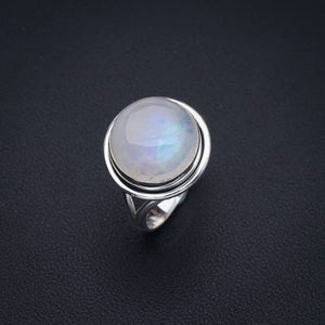 StarGems  Natural Moonstone Handmade 925 Sterling Silver Ring 6 F2701