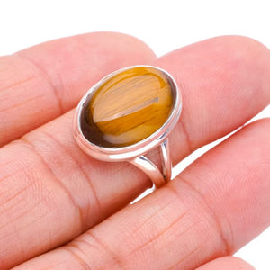 StarGems  Natural Tiger Eye Handmade 925 Sterling Silver Ring 7.75 F1106