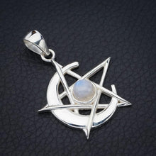 StarGems® Natural Moonstone Moon And Star Handmade 925 Sterling Silver Pendant 1.5" F5008