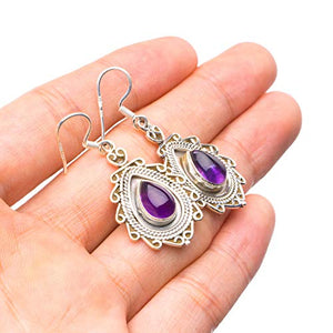 StarGems  Natural Amethyst Handmade Unique 925 Sterling Silver Earrings 1 1/2" T5133