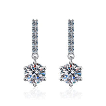 StarGems® 1ct Moissanite 925 Silver Platinum Plated Zirconia Six-prong tassel Stud B4659