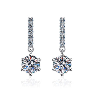 StarGems® 1ct Moissanite 925 Silver Platinum Plated Zirconia Six-prong tassel Stud B4659