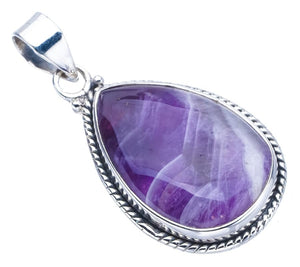 StarGems  Natural Chevron Amethyst Handmade 925 Sterling Silver Pendant 1.5" F4067