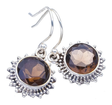 StarGems® Natural Smoky Quartz Handmade 925 Sterling Silver Earrings 1.25