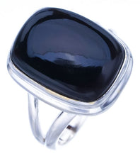 StarGems  Natural Black Onyx Handmade 925 Sterling Silver Ring 7 F0556