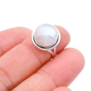 StarGems  Natural Moonstone Handmade 925 Sterling Silver Ring 5 F0788