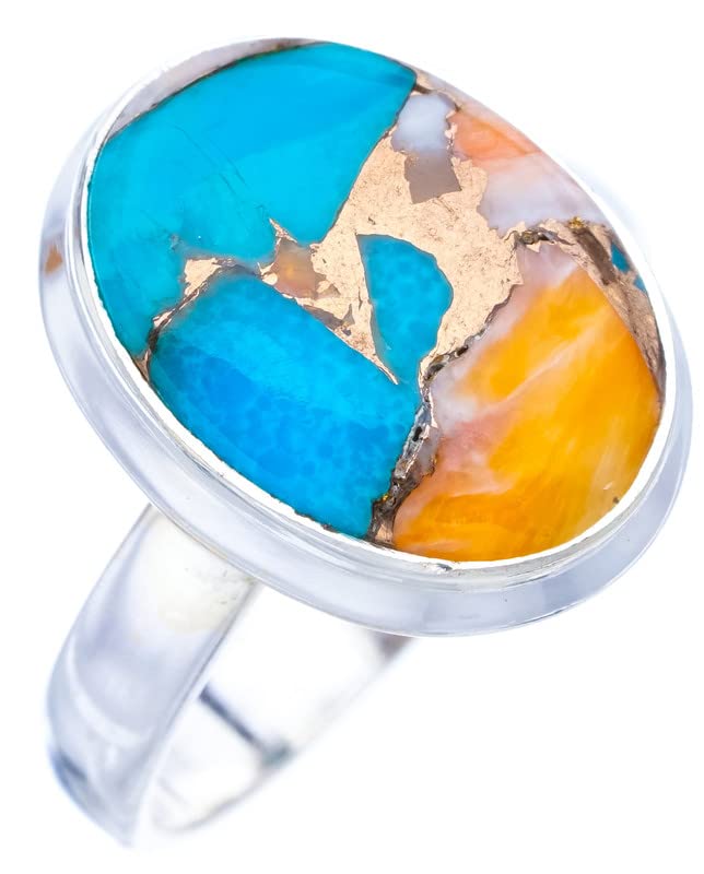 StarGems® Natural Copper Chalcedony Handmade 925 Sterling Silver Ring 8.75 F1154