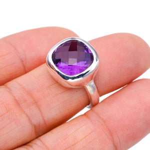 StarGems® Natural Amethyst Handmade 925 Sterling Silver Ring 5.25 F2837