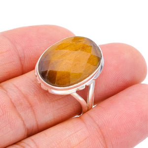 StarGems  Natural Tigers Eye Handmade 925 Sterling Silver Ring 9 F1888