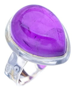 StarGems  Natural Amethyst Hammered Handmade 925 Sterling Silver Ring 7 F2904