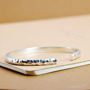 StarGems® Opening hammered Handmade 925 Sterling Silver Bangle Bracelet For Women Cb0280