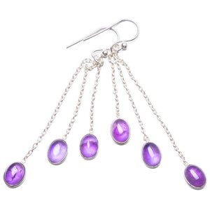 StarGems  Natural Amethyst Handmade Unique 925 Sterling Silver Earrings 2.75" Y3138