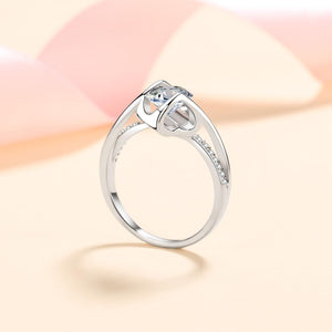 StarGems  Hollow-Out Heart Cross Band 0.5-1ct Moissanite 925 Silver Platinum Plated Ring RX021