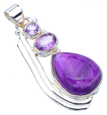 StarGems  Natural Amethyst Handmade 925 Sterling Silver Pendant 1.75