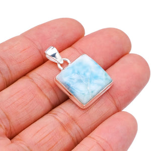 StarGems  Natural Larimar Handmade 925 Sterling Silver Pendant 1.25" F3544