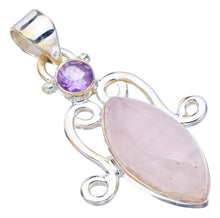 StarGems  Natural Rose Quartz Amethyst Handmade 925 Sterling Silver Pendant 1.5" F5289