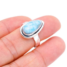 StarGems® Natural Larimar Hammered Handmade 925 Sterling Silver Ring 7 F1524