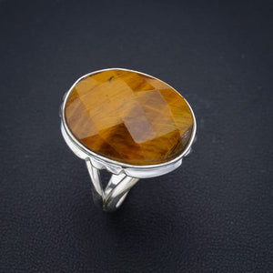 StarGems® Natural Tiger Eye Handmade 925 Sterling Silver Ring 7.25 F1117