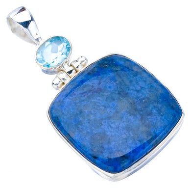 StarGems  Natural Sodalite Blue Topaz Handmade 925 Sterling Silver Pendant 1.75