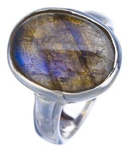 StarGems  Natural Labradorite Handmade 925 Sterling Silver Ring 7.75 F2681