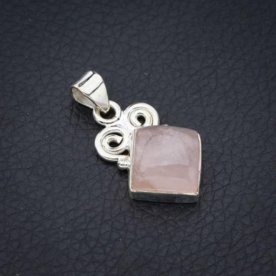 StarGems  Natural Rose Quartz Handmade 925 Sterling Silver Pendant 1.25