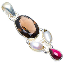 StarGems  Natural Smoky Quartz,River Pearl and Amethyst Handmade Unique 925 Sterling Silver Pendant 1.75" A4570