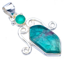 StarGems  Natural Fluorite Chrysoprase Handmade 925 Sterling Silver Pendant 1.5" F4484