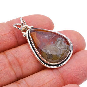 StarGems® Natural Crazy Lace Agate Handmade 925 Sterling Silver Pendant 1.5" F4268