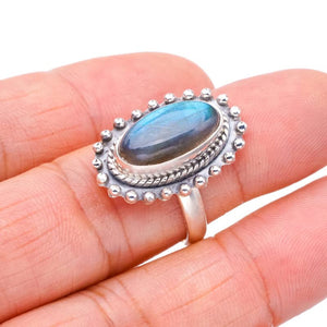 StarGems  Natural Labradorite Handmade 925 Sterling Silver Ring 8.75 F3091