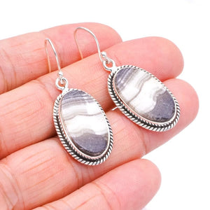 StarGems® Natural Zebra Calcite Handmade 925 Sterling Silver Earrings 1.75" F5526