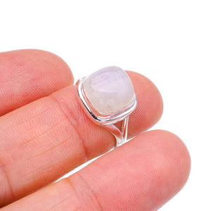 StarGems  Natural Moonstone Handmade 925 Sterling Silver Ring 5 F2516