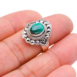 StarGems  Natural Malachite Handmade 925 Sterling Silver Ring 8.5 F1087