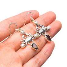 StarGems® Natural Smoky Quartz and River Pearl Crab 925 Sterling Silver Earrings 1 1/2" T3352