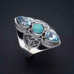 StarGems  Natural Turquoise Blue Topaz Handmade 925 Sterling Silver Ring 9.75 F0685