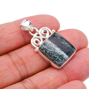 StarGems® Natural Seraphinite Handmade 925 Sterling Silver Pendant 1.25" F4307