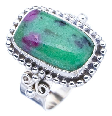 StarGems  Natural Ruby Zoisite Handmade 925 Sterling Silver Ring 8 F1637