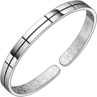 StarGems  Opening Simplism Handmade 999 Sterling Silver Bangle Cuff Bracelet For Women Cb0112