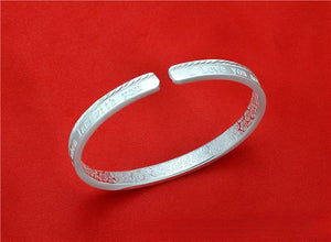 StarGems® Opening Carved Letter Handmade 999 Sterling Silver Bangle Cuff Bracelet For Women Cb0103