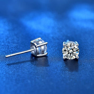 StarGems® 0.5ct Moissanite 925 Silver Platinum Plated Four-Prong Classical Stud B4635