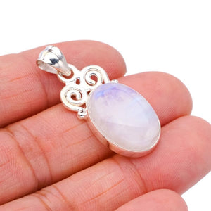 StarGems  Natural Moonstone Handmade 925 Sterling Silver Pendant 1.5" F5070